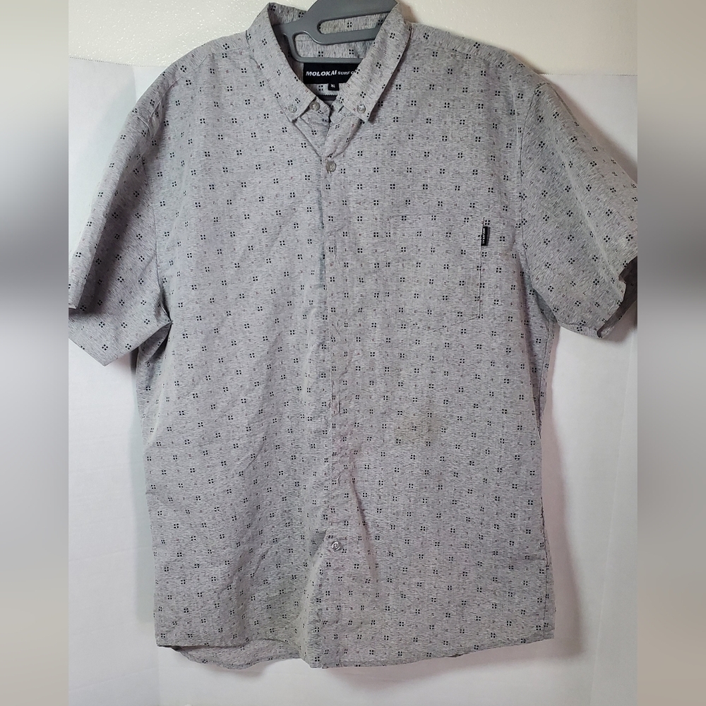 MolokaiMen's Gray Patterned Casual Shirt